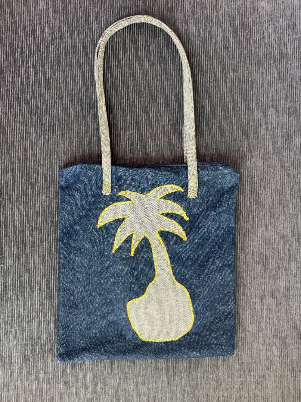 Embroidered Denim Tote Bag - Appliqué Design